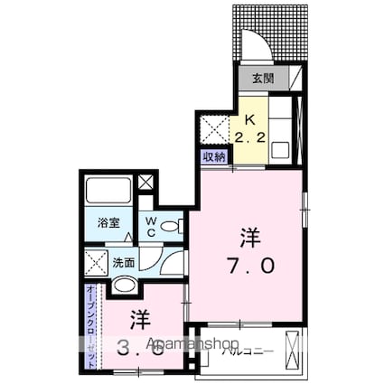 マーヴェラス葛城[1K/30.85m2]の間取図