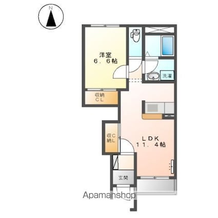 Ｌ　Ｒ[1LDK/44.62m2]の間取図