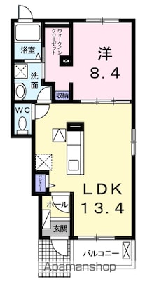 メゾン　ド　ソレイユ[1LDK/47.08m2]の間取図
