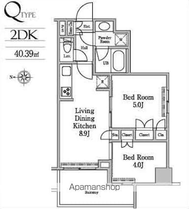 レジディア南品川Ⅱ[2DK/40.39m2]の間取図