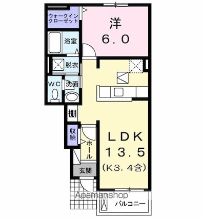 東京都立川市西砂町５丁目[1LDK/46.06m2]の間取図