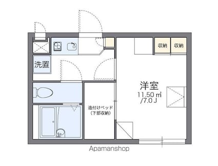 レオパレス高須[1K/19.87m2]の間取図