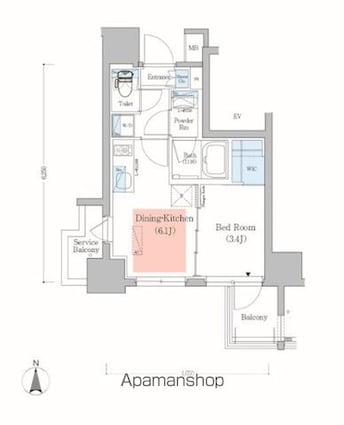 アーバネックス深川木場[1DK/25.46m2]の間取図