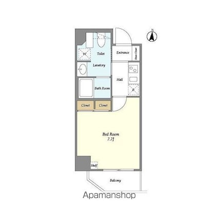 リテラス本所吾妻橋[1K/25.57m2]の間取図