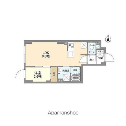 ウェルスクエア森下[1LDK/29.63m2]の間取図