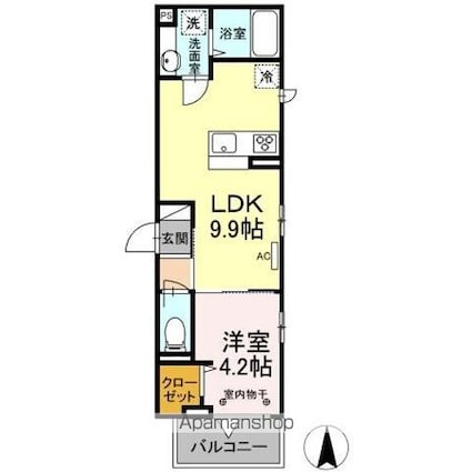 東京都立川市幸町５丁目[1LDK/33.93m2]の間取図