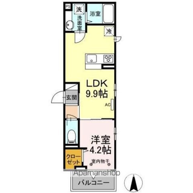 東京都立川市幸町５丁目[1LDK/33.93m2]の間取図