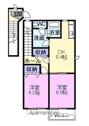 宮城県仙台市若林区荒井７丁目[2DK/54.76m2]の間取図