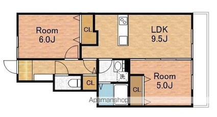 滋賀県彦根市松原町[2LDK/51.15m2]の間取図