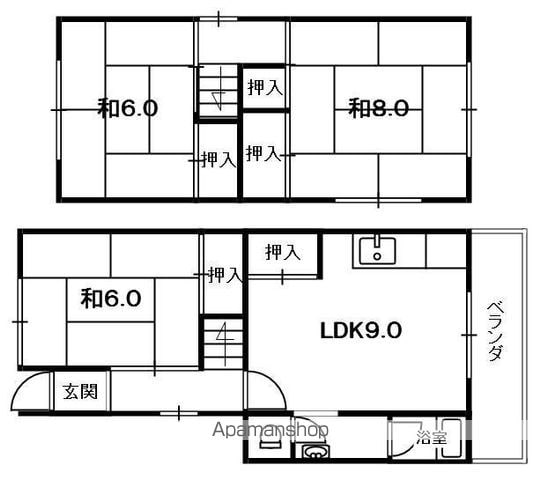 京阪電気鉄道交野線 交野市駅 徒歩11分 2階建 築34年の間取り写真