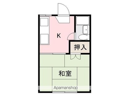 溝渕ハイツ[1K/21.2m2]の間取図