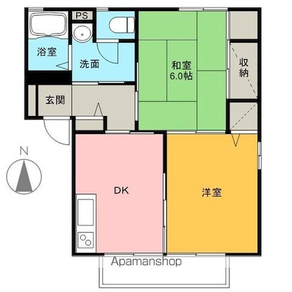 プリンス　Ｂ[2K/43.6m2]の間取図