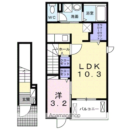 虹ケ浜３丁目アパート　　　　　　　　　　　　　　　　　　　　[1LDK/37.63m2]の間取図