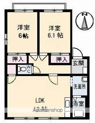 フレグランス円座　Ｄ棟[2LDK/57.81m2]の間取図