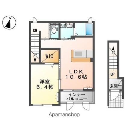 クレール[1LDK/48.97m2]の間取図