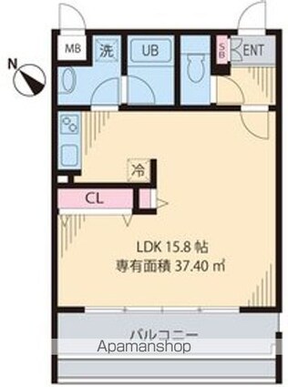 ルヴェ・ソレイユ[1R/37.4m2]の間取図