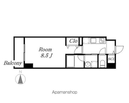 リシュドール名駅南[1K/27.7m2]の間取図