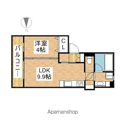 愛知県名古屋市東区筒井２丁目[1LDK/35.61m2]の間取図