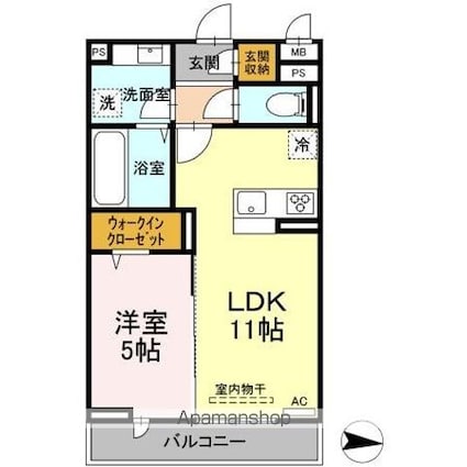 フェールⅡ[1LDK/41.4m2]の間取図