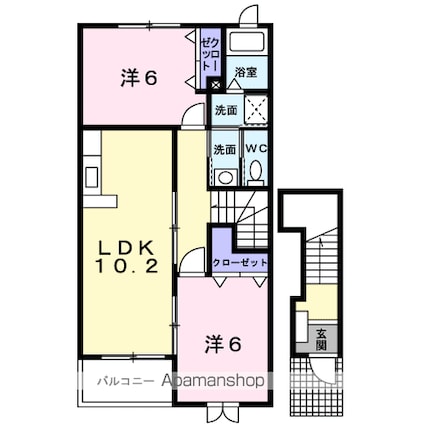 サンパティーク[2LDK/57.02m2]の間取図