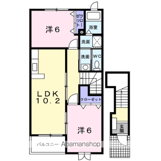 サンパティーク[2LDK/57.02m2]の間取図
