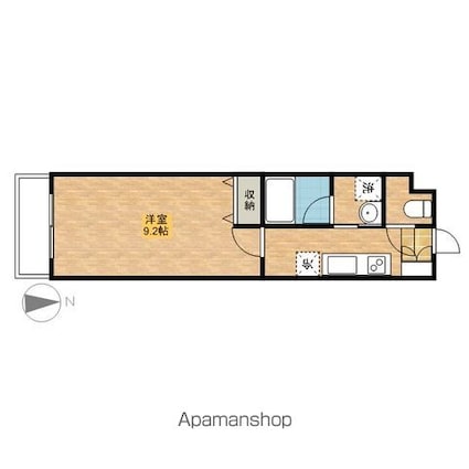 コンフォール左入[1K/28.35m2]の間取図