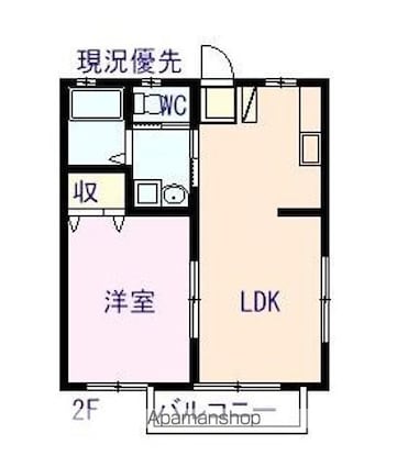 広島県尾道市防地町[1LDK/34.78m2]の間取図