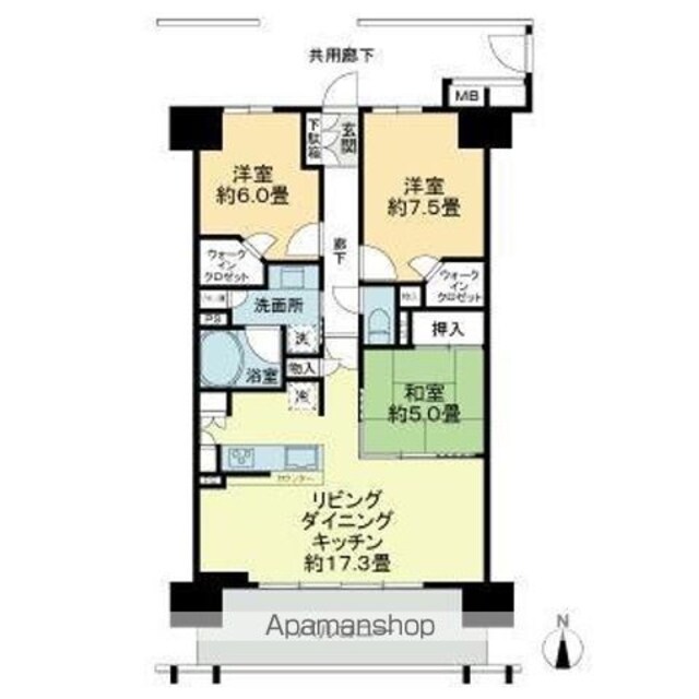 レーベン松山一番町　ＴＨＥ　ＴＯＷＥＲ[3LDK/80.83m2]の間取図