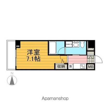 メインステージ森下[1K/23.7m2]の間取図