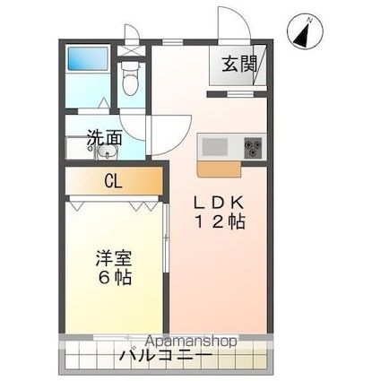 ハイツ・ユウリ[1LDK/39.96m2]の間取図