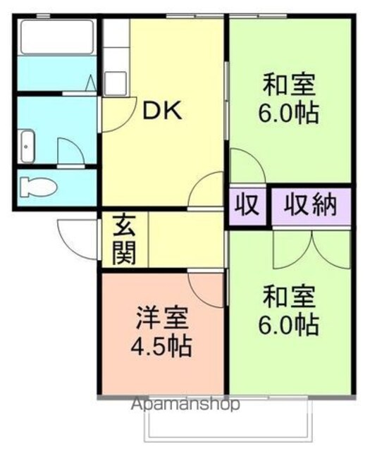 ディアス栄谷[3K/46.8m2]の間取図