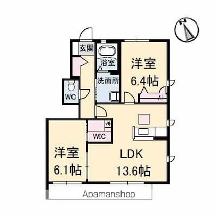 グランマスト多治米　Ｃ棟[2LDK/61.22m2]の間取図