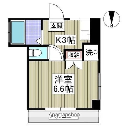 ベルコリーヌ上本郷[1K/20.45m2]の間取図