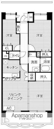 ビレッジハウス潮見タワー１号棟[3LDK/65.18m2]の間取図