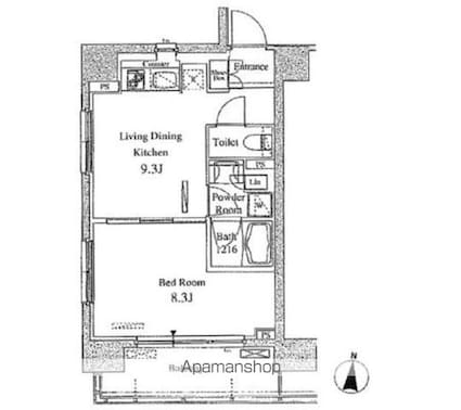 パークアクシス東陽町[1LDK/38.75m2]の間取図