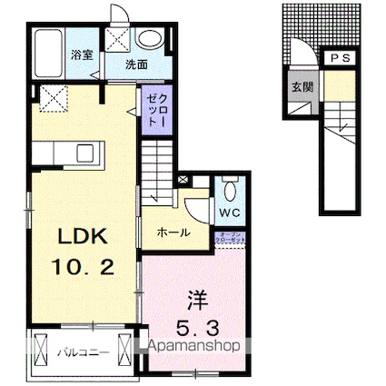 エスプランドル[1LDK/42.59m2]の間取図