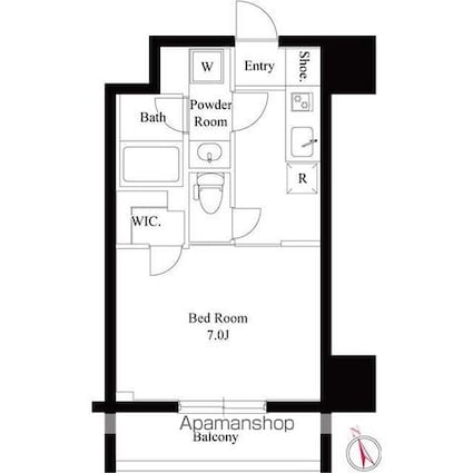 ＧＲＡＮＰＡＳＥＯ浅草橋[1K/25.49m2]の間取図