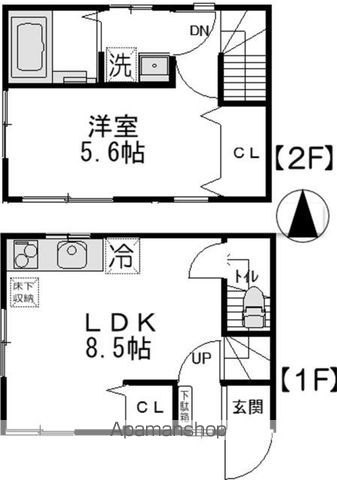 西武鉄道新宿線 沼袋駅 徒歩2分 2階建 築55年の間取り写真