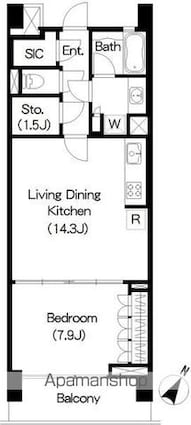 Ｂｒｉｌｌｉａ　ｉｓｔ　三軒茶屋　ブラッサムテラス[1LDK/55.89m2]の間取図