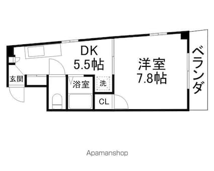 Ｉｎｇ　Ｂｕｉｌ[1K/27.36m2]の間取図