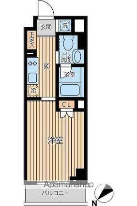 オーキッドレジデンス蔵前Ⅱ[1K/29.34m2]の間取図