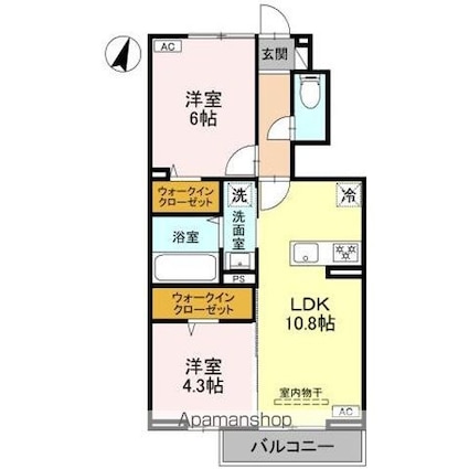 ソレイユ[2LDK/50.39m2]の間取図