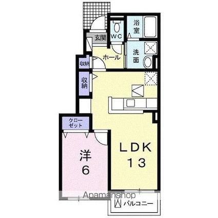 香川県高松市国分寺町新居[1LDK/45.82m2]の間取図