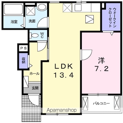 ユレナ２４　Ｂ[1LDK/50.03m2]の間取図