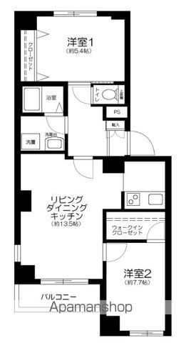 【新宿区中落合のマンションの間取り】