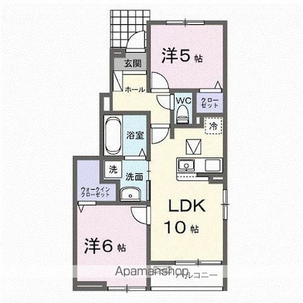 フェリーチェ上林[2LDK/50.53m2]の間取図