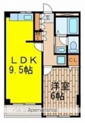 サンアベニュー桂[1LDK/34.8m2]の間取図
