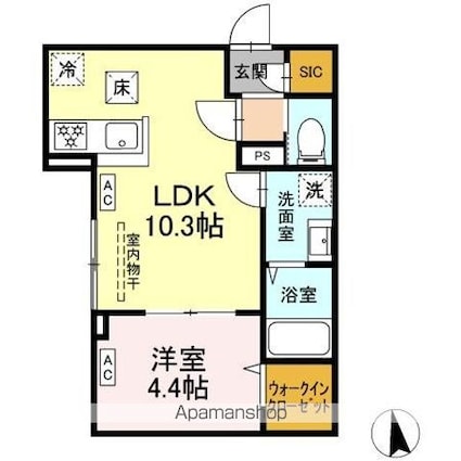 セレスティア東向島[1LDK/35.96m2]の間取図