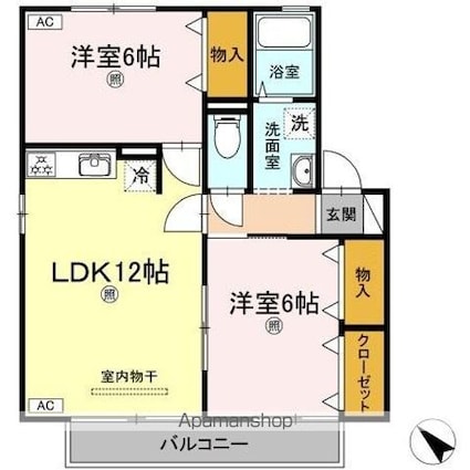 アドミレー樹太　Ｃ棟[2LDK/55.44m2]の間取図