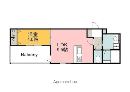 広島県広島市西区福島町１丁目[1LDK/33.13m2]の間取図